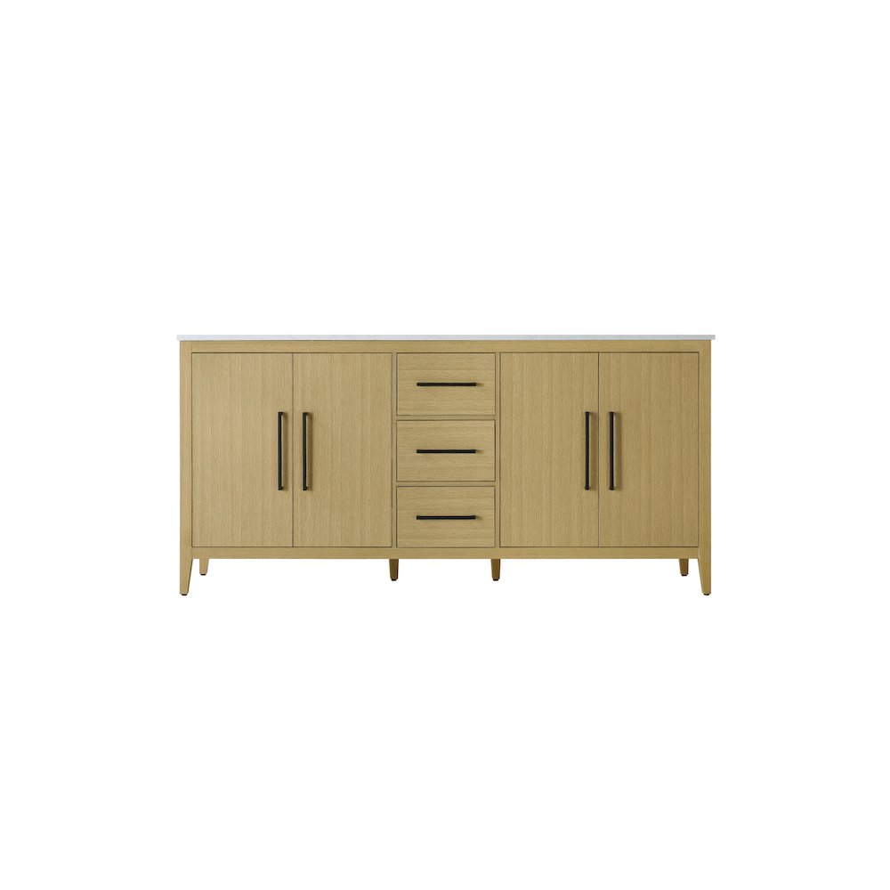 72 Inch Double Bathroom Vanity In Honey Brown