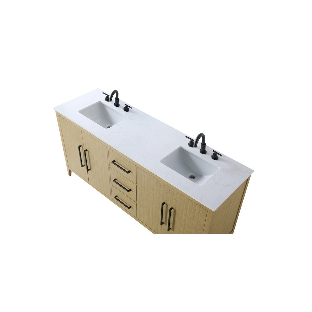 72 Inch Double Bathroom Vanity In Honey Brown