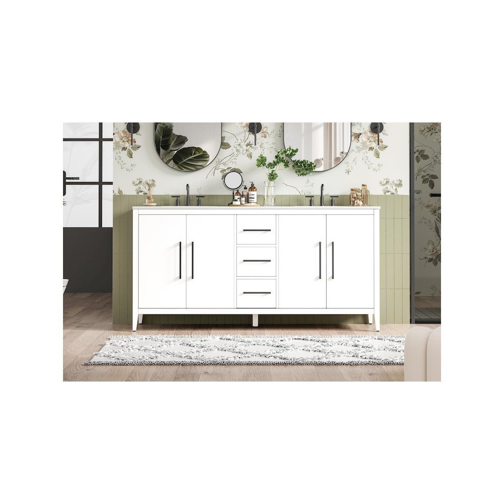 72 Inch Double Bathroom Vanity In White