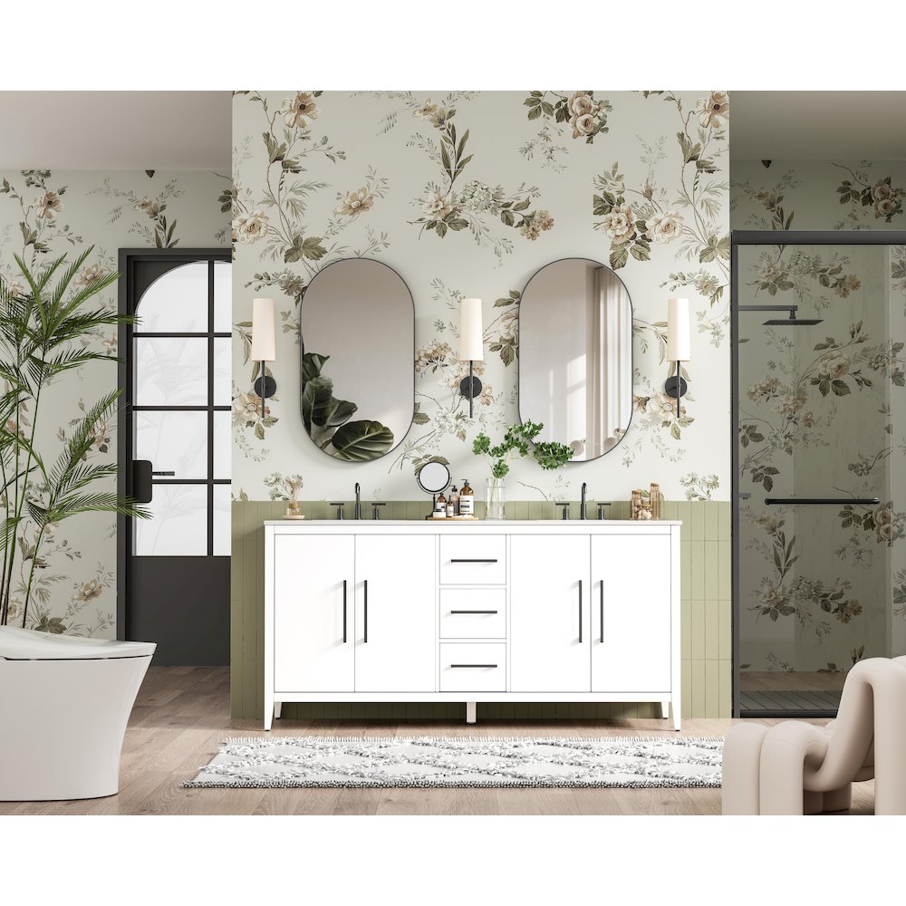 72 Inch Double Bathroom Vanity In White