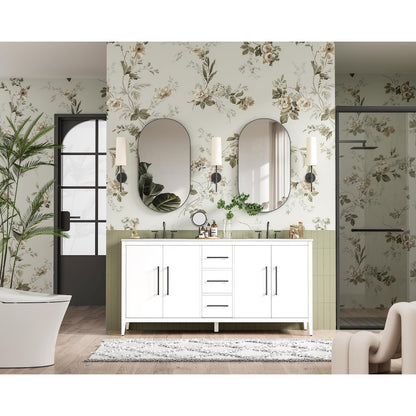72 Inch Double Bathroom Vanity In White