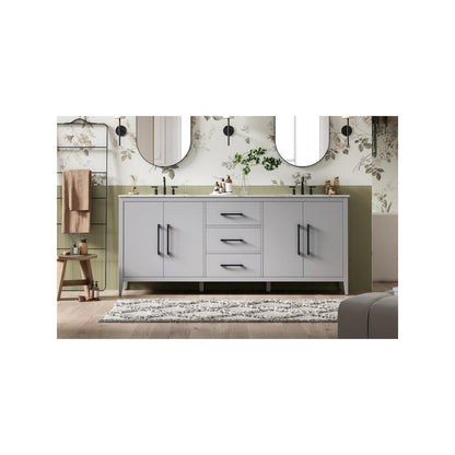 84 Inch Double Bathroom Vanity In Grey
