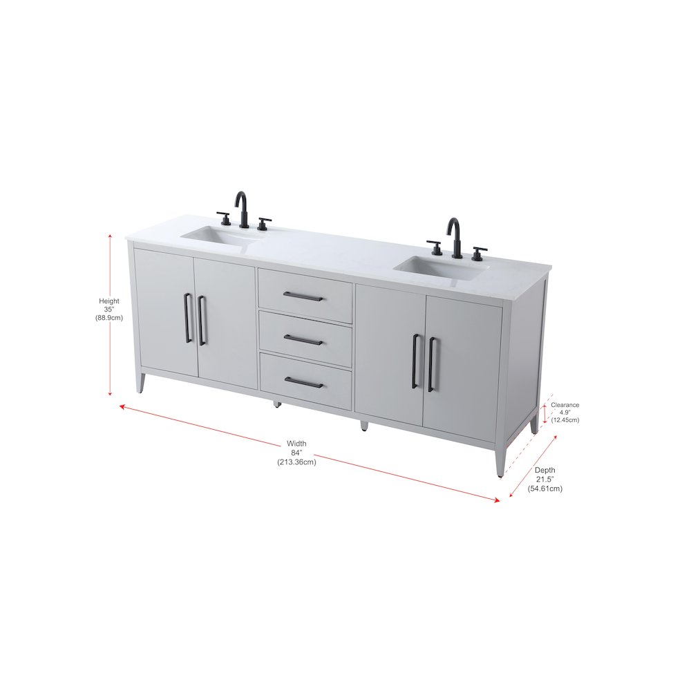 84 Inch Double Bathroom Vanity In Grey