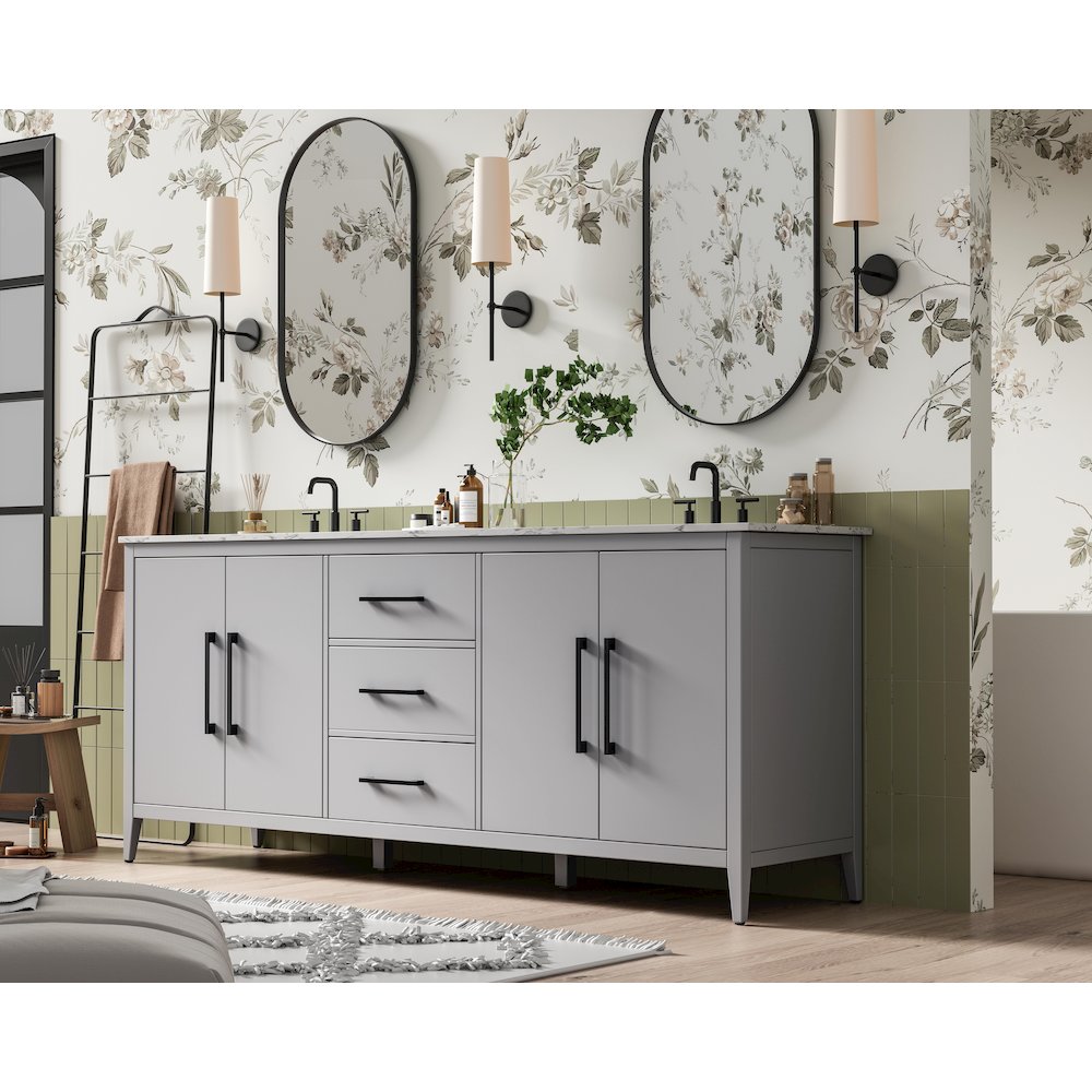 84 Inch Double Bathroom Vanity In Grey