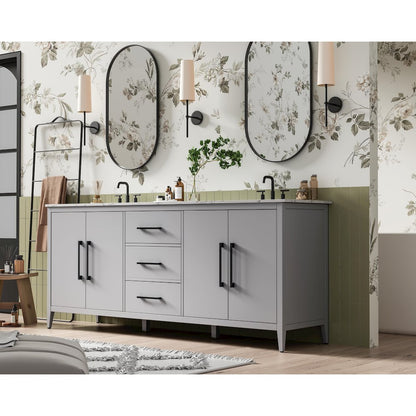 84 Inch Double Bathroom Vanity In Grey