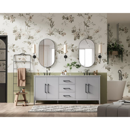 84 Inch Double Bathroom Vanity In Grey