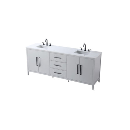 84 Inch Double Bathroom Vanity In Grey