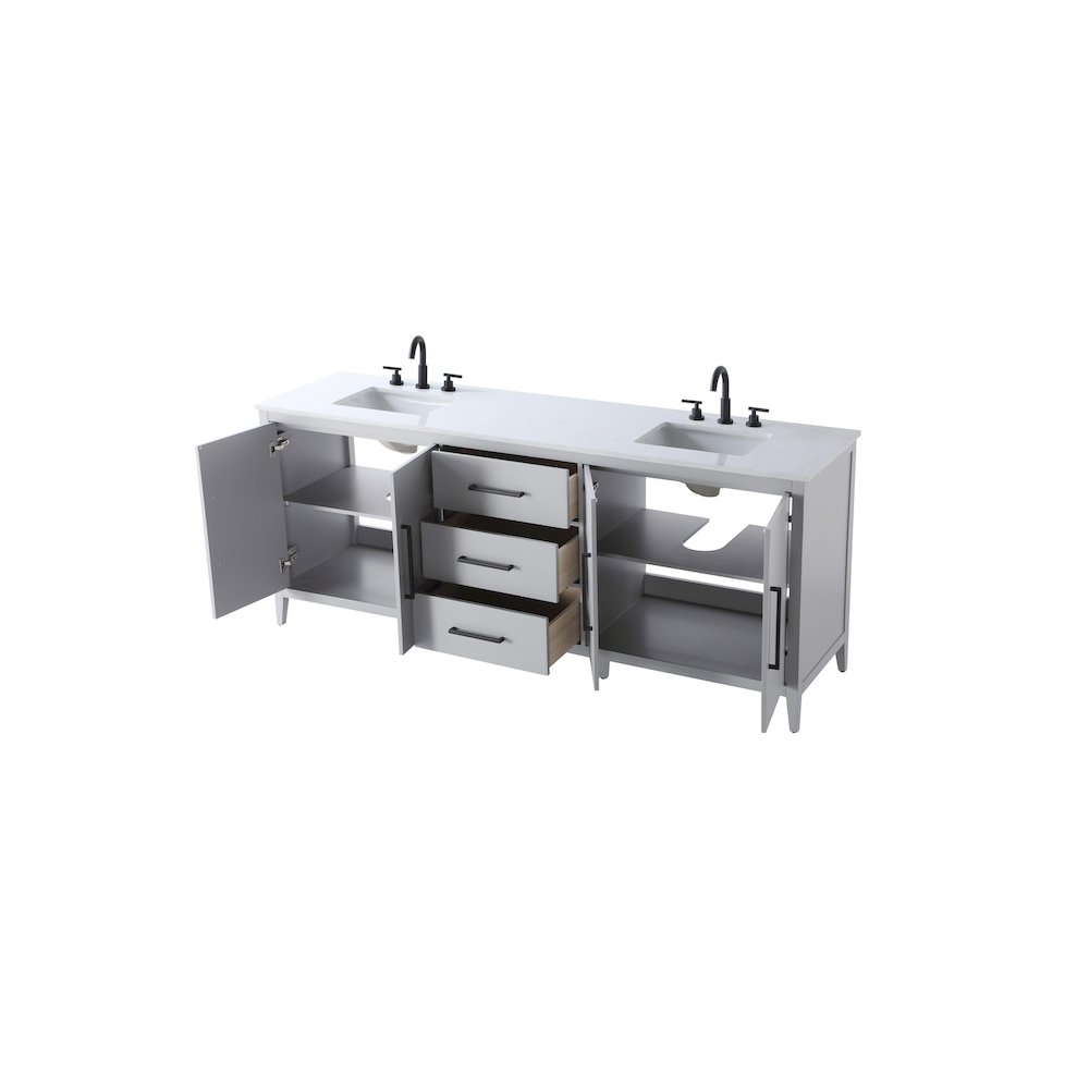 84 Inch Double Bathroom Vanity In Grey