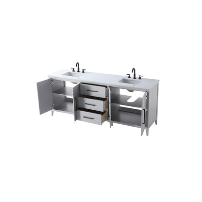 84 Inch Double Bathroom Vanity In Grey