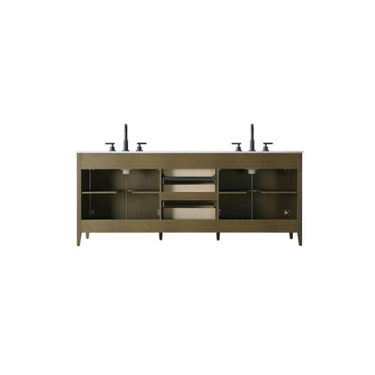 84 Inch Double Bathroom Vanity In Chestnut Brown