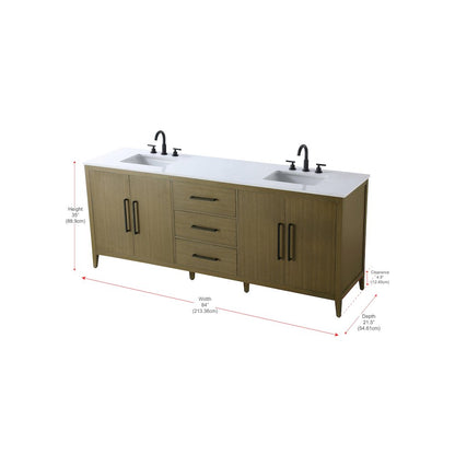 84 Inch Double Bathroom Vanity In Chestnut Brown