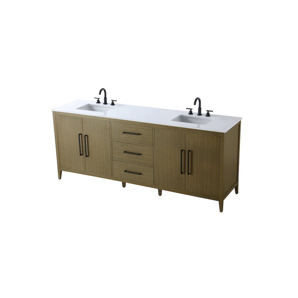 84 Inch Double Bathroom Vanity In Chestnut Brown