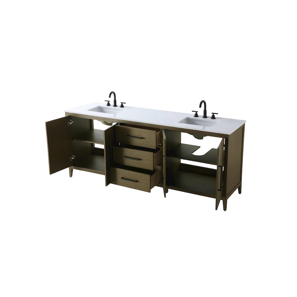 84 Inch Double Bathroom Vanity In Chestnut Brown