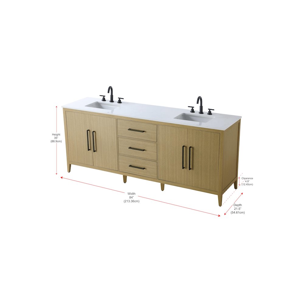 84 Inch Double Bathroom Vanity In Honey Brown