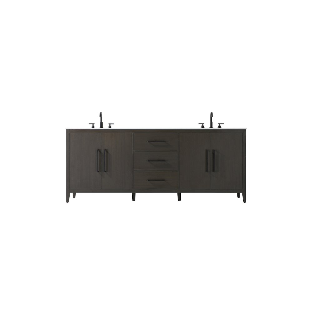84 Inch Double Bathroom Vanity In Mocha Brown