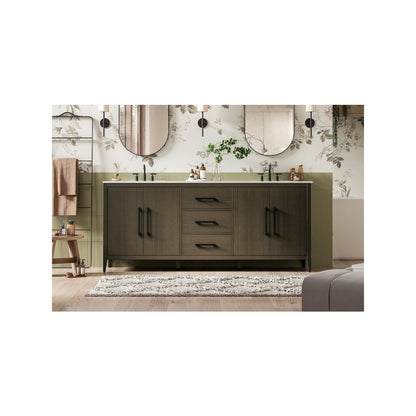 84 Inch Double Bathroom Vanity In Mocha Brown