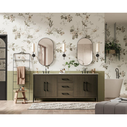 84 Inch Double Bathroom Vanity In Mocha Brown