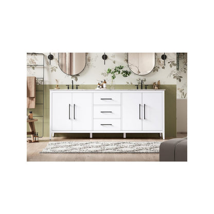 84 Inch Double Bathroom Vanity In White