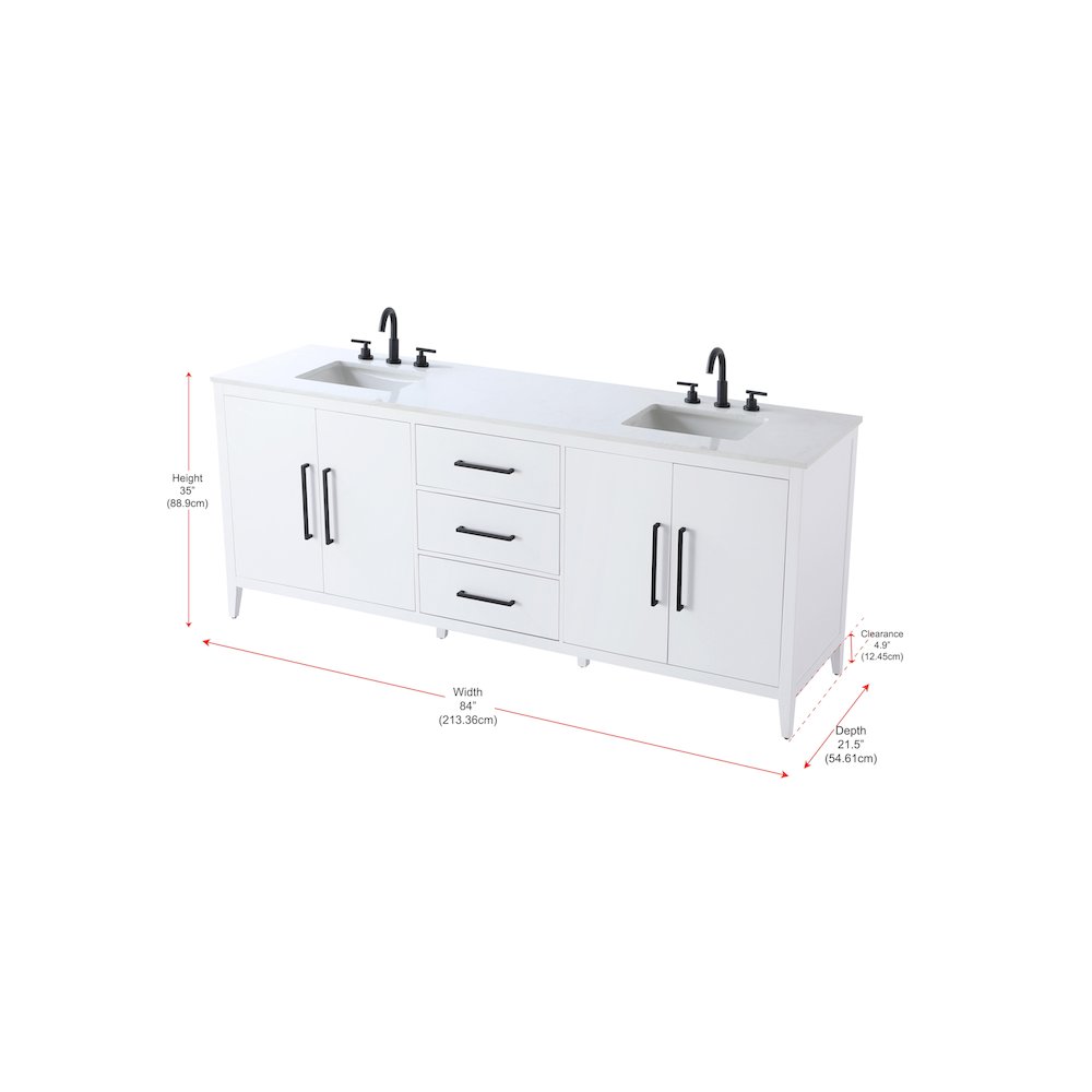 84 Inch Double Bathroom Vanity In White