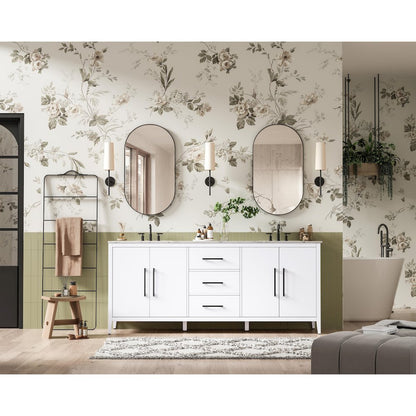 84 Inch Double Bathroom Vanity In White