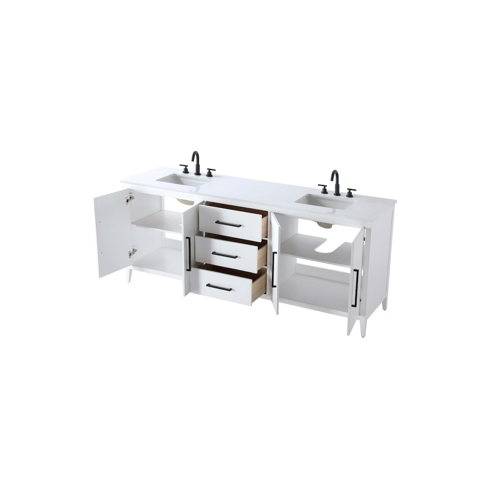 84 Inch Double Bathroom Vanity In White