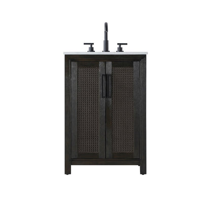 24 Inch Single Bathroom Vanity In  Chocolate Oak