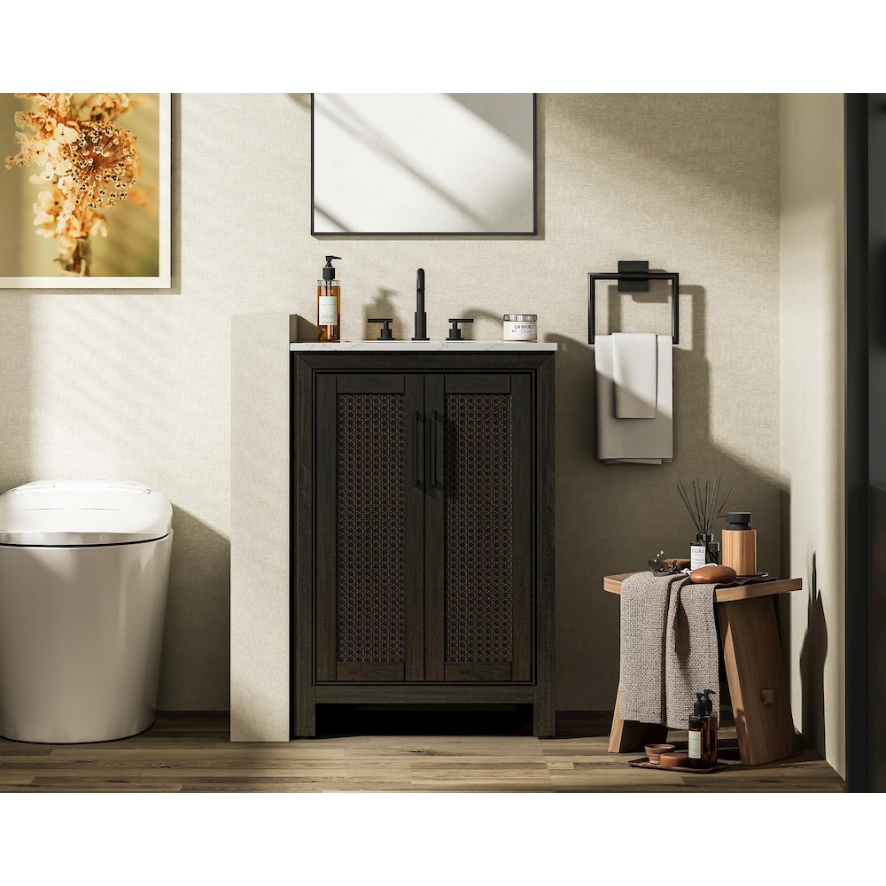 24 Inch Single Bathroom Vanity In  Chocolate Oak