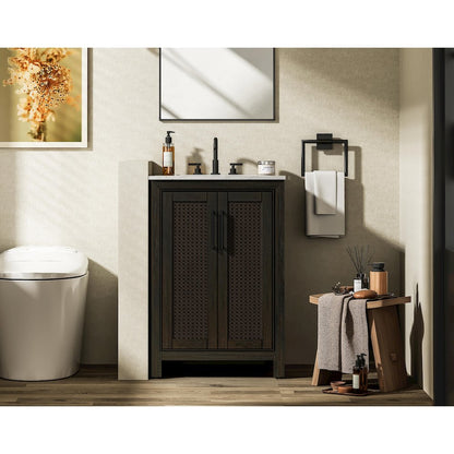24 Inch Single Bathroom Vanity In  Chocolate Oak