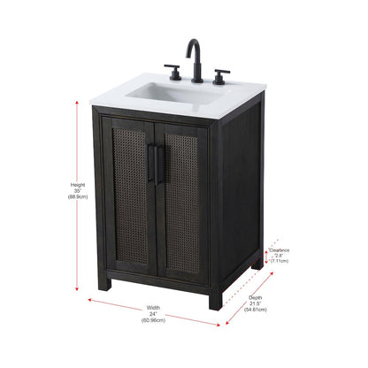24 Inch Single Bathroom Vanity In  Chocolate Oak