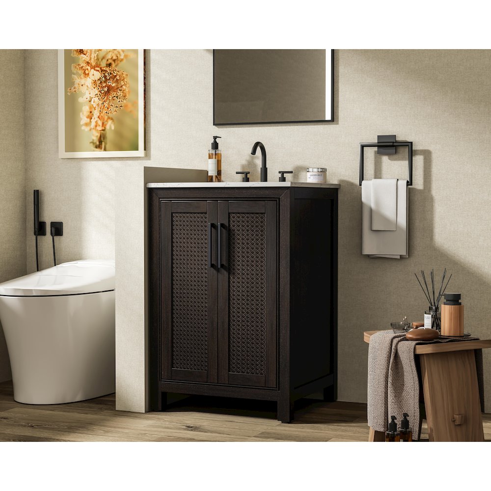 24 Inch Single Bathroom Vanity In  Chocolate Oak