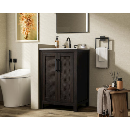 24 Inch Single Bathroom Vanity In  Chocolate Oak