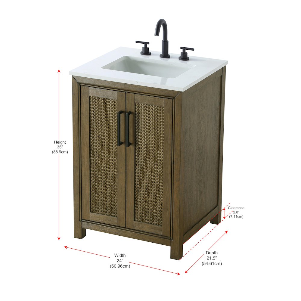 24 Inch Single Bathroom Vanity In Hazel Oak