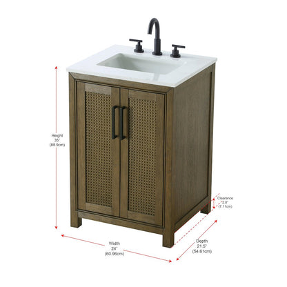 24 Inch Single Bathroom Vanity In Hazel Oak
