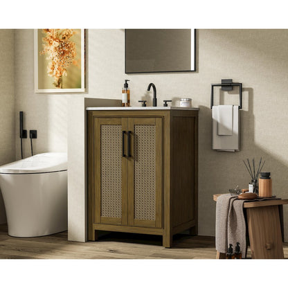 24 Inch Single Bathroom Vanity In Hazel Oak