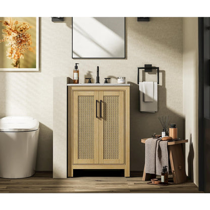 24 Inch Single Bathroom Vanity In Linen Oak