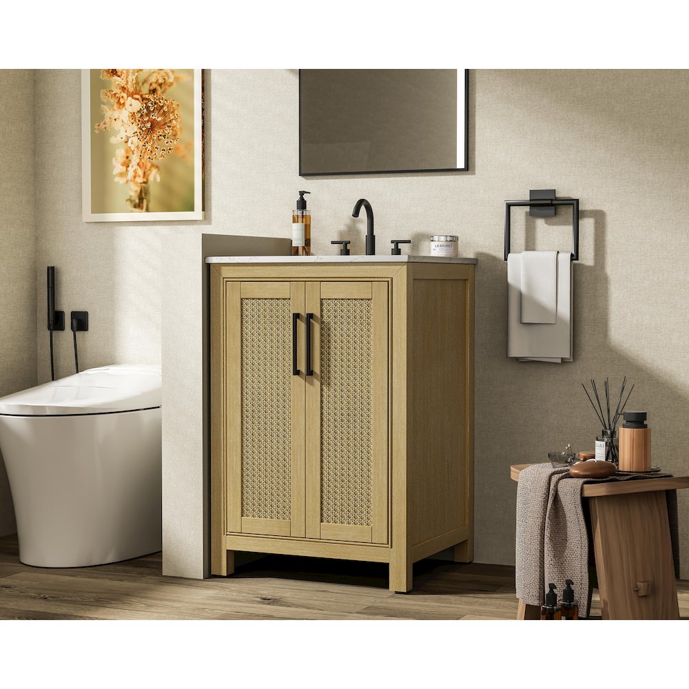 24 Inch Single Bathroom Vanity In Linen Oak