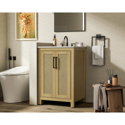 24 Inch Single Bathroom Vanity In Linen Oak