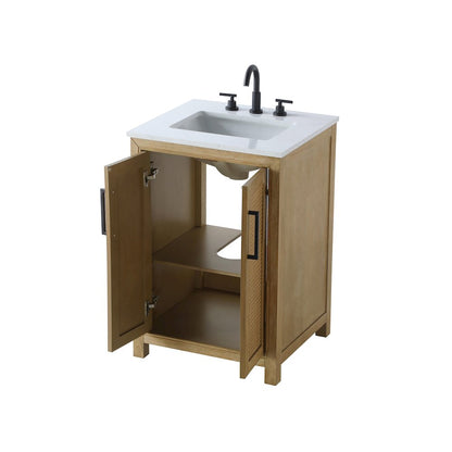 24 Inch Single Bathroom Vanity In Linen Oak