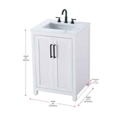 24 Inch Single Bathroom Vanity In White