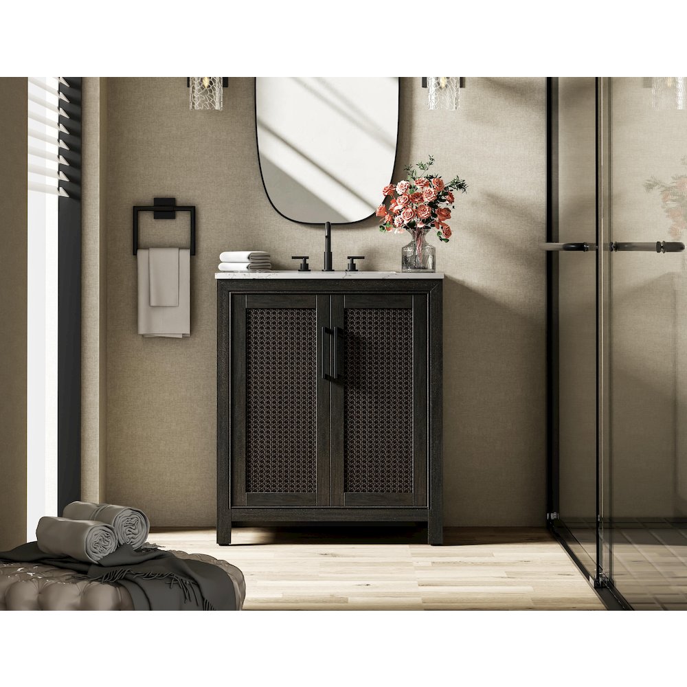 30 Inch Single Bathroom Vanity In  Chocolate Oak