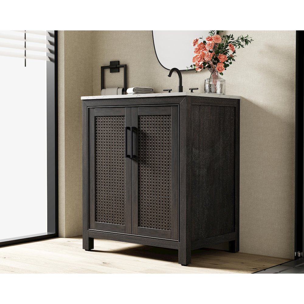 30 Inch Single Bathroom Vanity In  Chocolate Oak