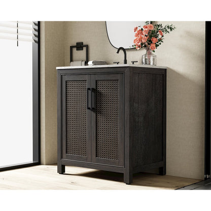 30 Inch Single Bathroom Vanity In  Chocolate Oak