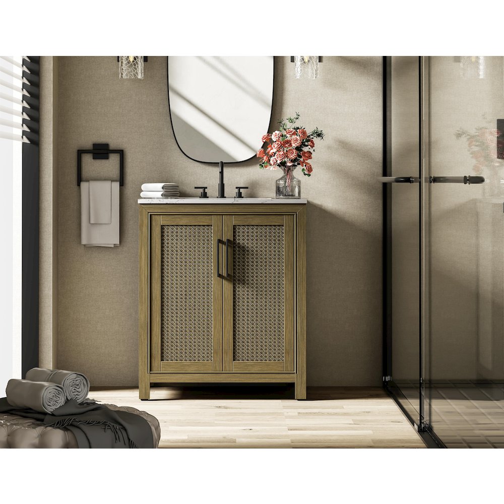 30 Inch Single Bathroom Vanity In Hazel Oak