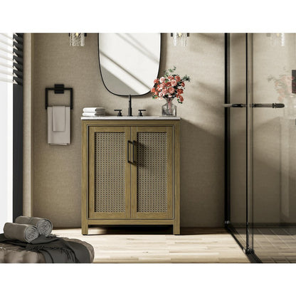 30 Inch Single Bathroom Vanity In Hazel Oak