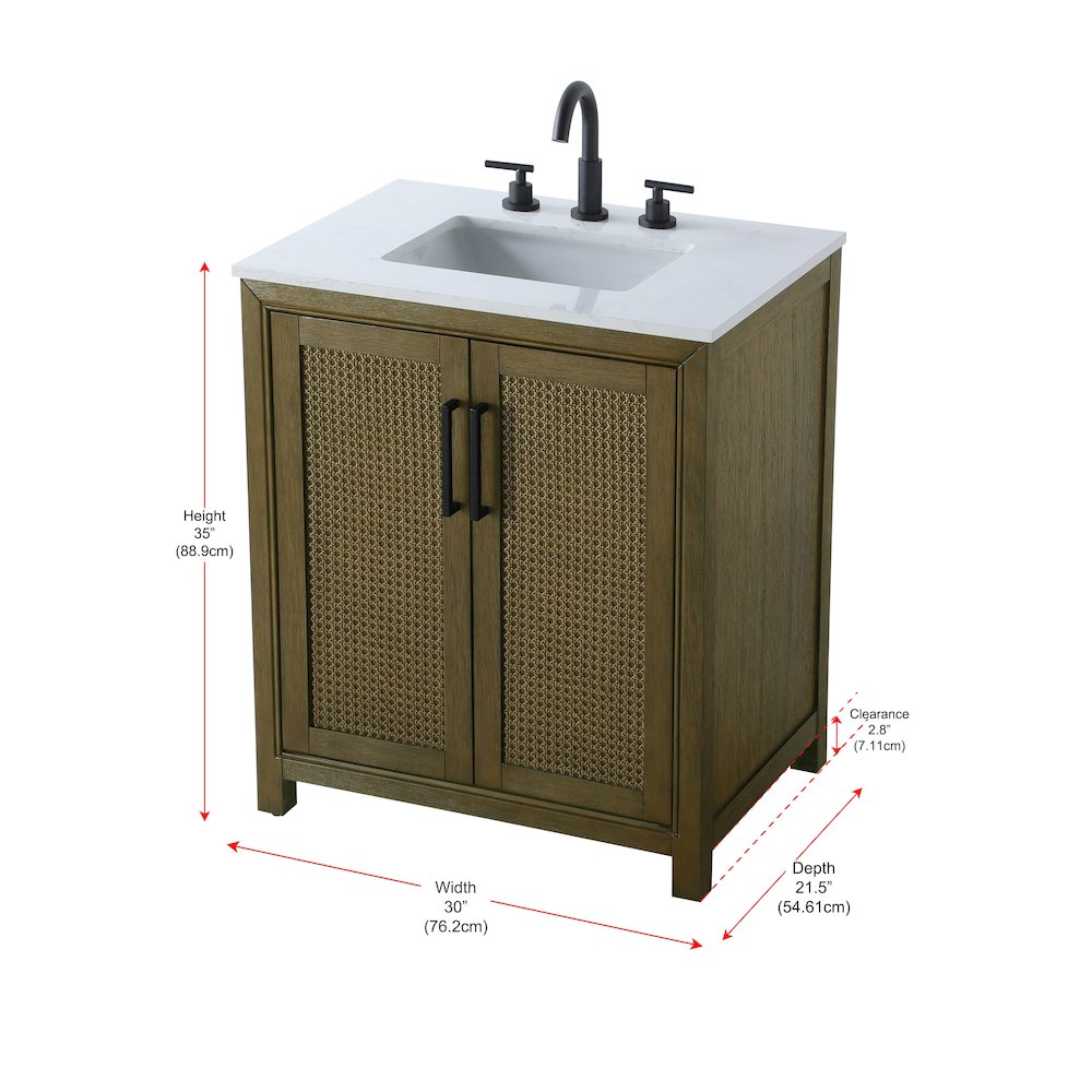 30 Inch Single Bathroom Vanity In Hazel Oak