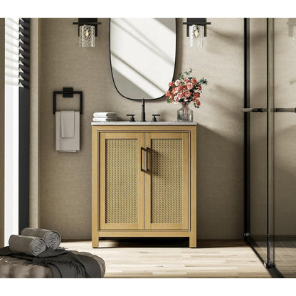 30 Inch Single Bathroom Vanity In Linen Oak