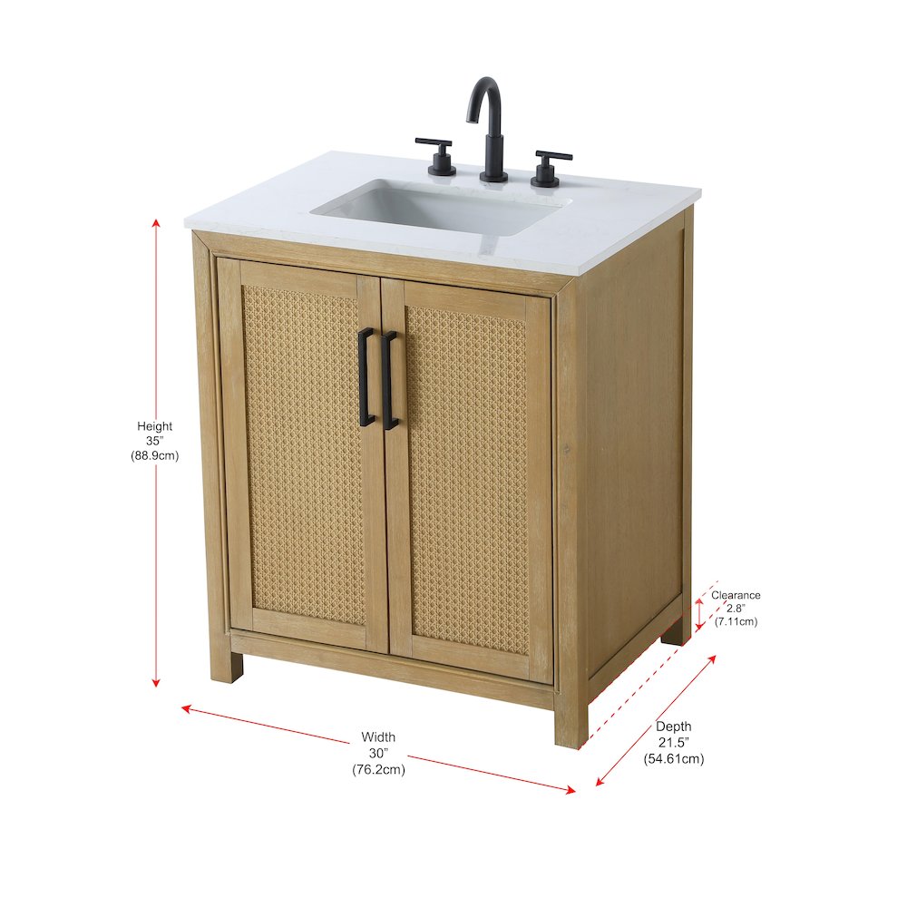 30 Inch Single Bathroom Vanity In Linen Oak