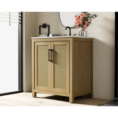 30 Inch Single Bathroom Vanity In Linen Oak