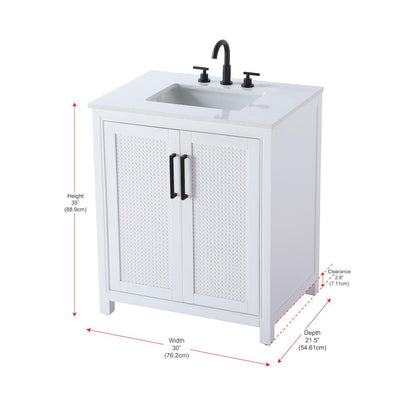 30 Inch Single Bathroom Vanity In White