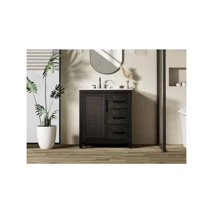 32 Inch Single Bathroom Vanity In  Chocolate Oak